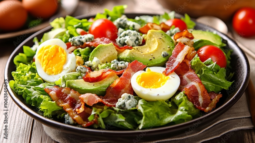 Delicious Avocado Bacon Salad with Blue Cheese and Egg Delicious Avocado Bacon Salad with Blue Cheese and Egg