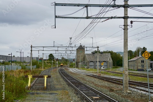 Utillity buildings at the Oppdal railway station in the Norwegian mountain town of Oppdal