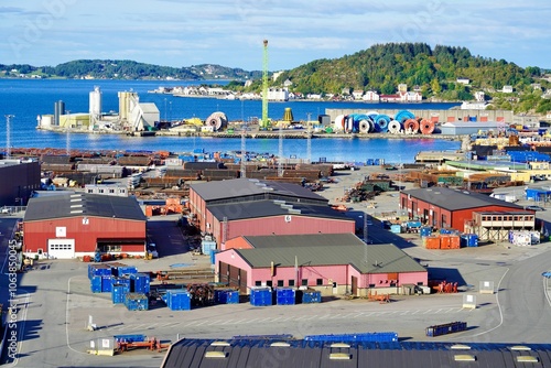 View of the petroleum logistics base Vestbase in the port of Kristiansund, Norway photo