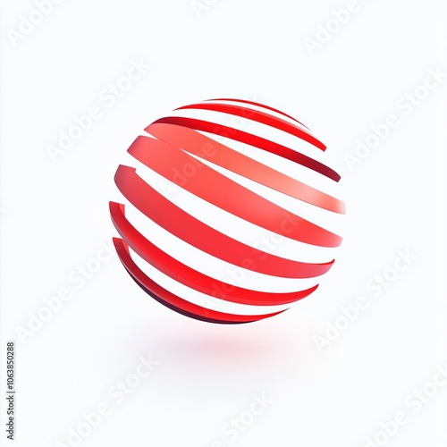 3D Render of a Globe Logo in Clean Line Art, 