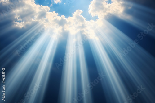 Wallpaper Mural White Spotlight shining through clouds in a blue sky, with a magical, dramatic, and enchanted glow, for overlay and screen filter	 Torontodigital.ca