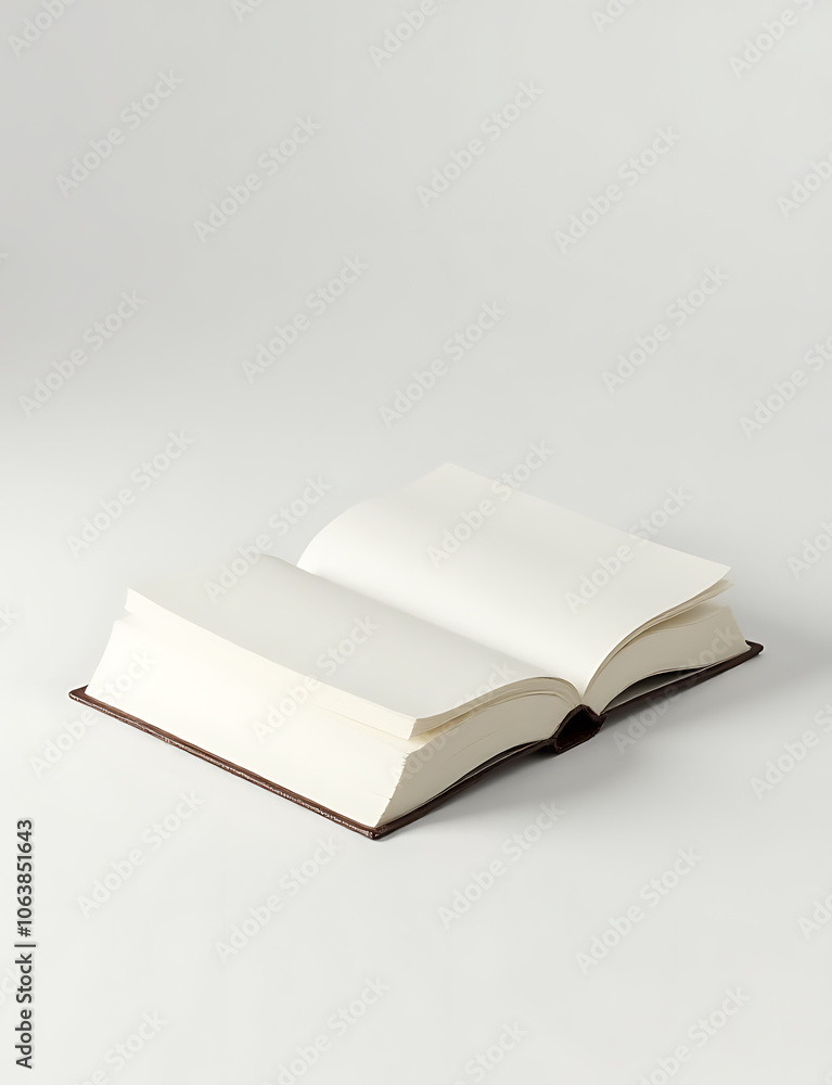 A single open book sits alone on a plain white surface showcasing its cover with no other objects nearby A single open book sits alone on a plain white surface showcasing its cover with no other objects nearby