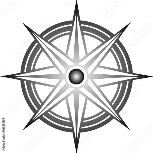 black and white compass rose a clean modern design of a compass rose Vector Design and illustration