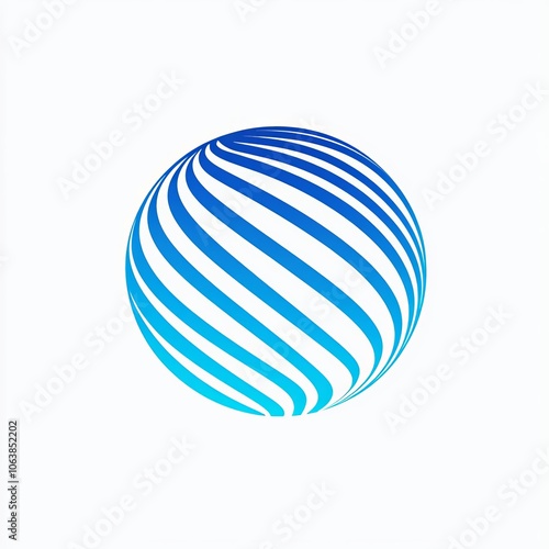 3D Render of a Globe Logo in Clean Line Art, 