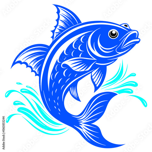 a dynamic fish design swimming upwards Vector Design and illustration