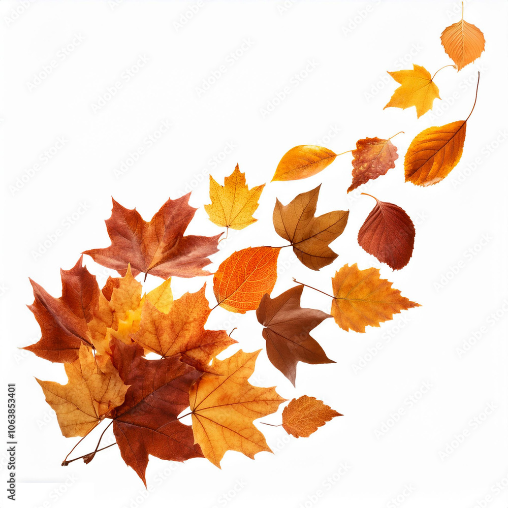 Autumn leaves isolated on a white background AI Image Autumn leaves isolated on a white background AI Image