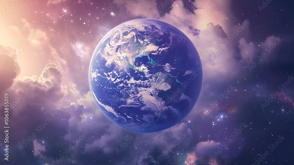 Captivating Blue Planet in Ethereal Cosmic Embrace Captivating Blue Planet in Ethereal Cosmic Embrace