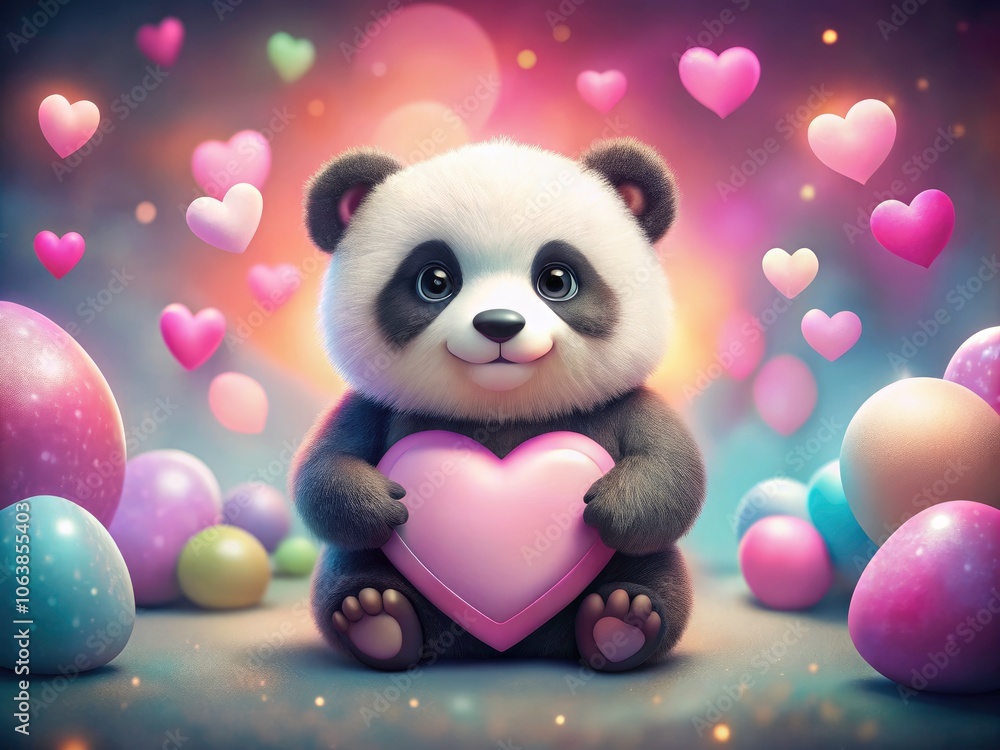 Adorable Cartoon Panda Holding a Pink Heart for Valentine's Day Card Design, Cute Love Illustration, Heartwarming Animal Art, Perfect for Kids and Sweethearts Adorable Cartoon Panda Holding a Pink Heart for Valentine's Day Card Design, Cute Love Illustration, Heartwarming Animal Art, Perfect for Kids and Sweethearts