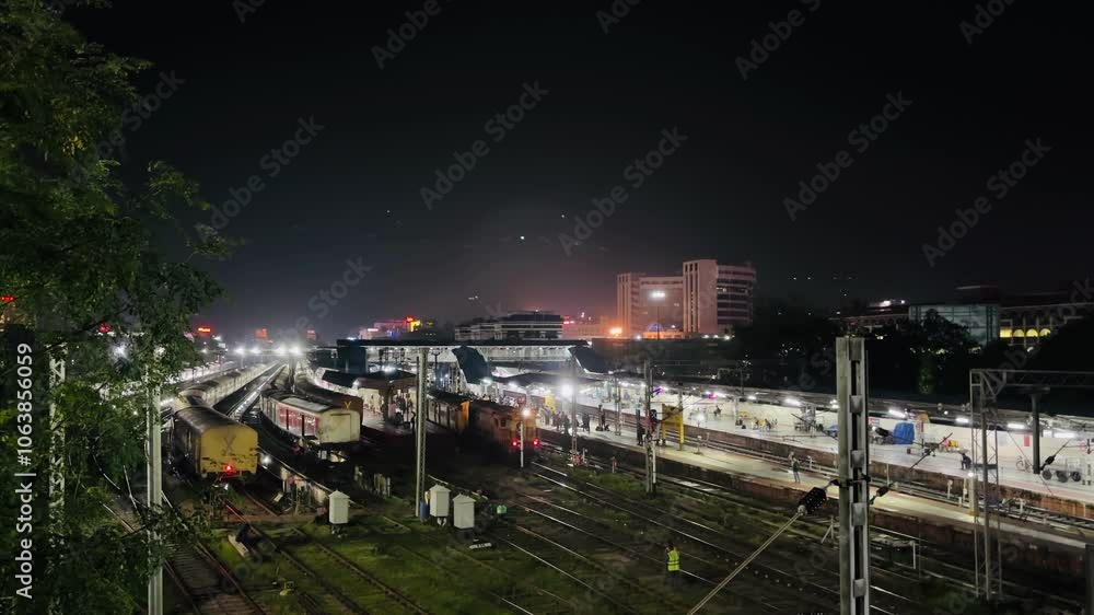 High-quality photograph of Thiruvananthapuram Central Railway Station (TVC) capturing its iconic architecture and bustling atmosphere. Ideal for travel, cultural, and historical projects showcasing High-quality photograph of Thiruvananthapuram Central Railway Station (TVC) capturing its iconic architecture and bustling atmosphere. Ideal for travel, cultural, and historical projects showcasing