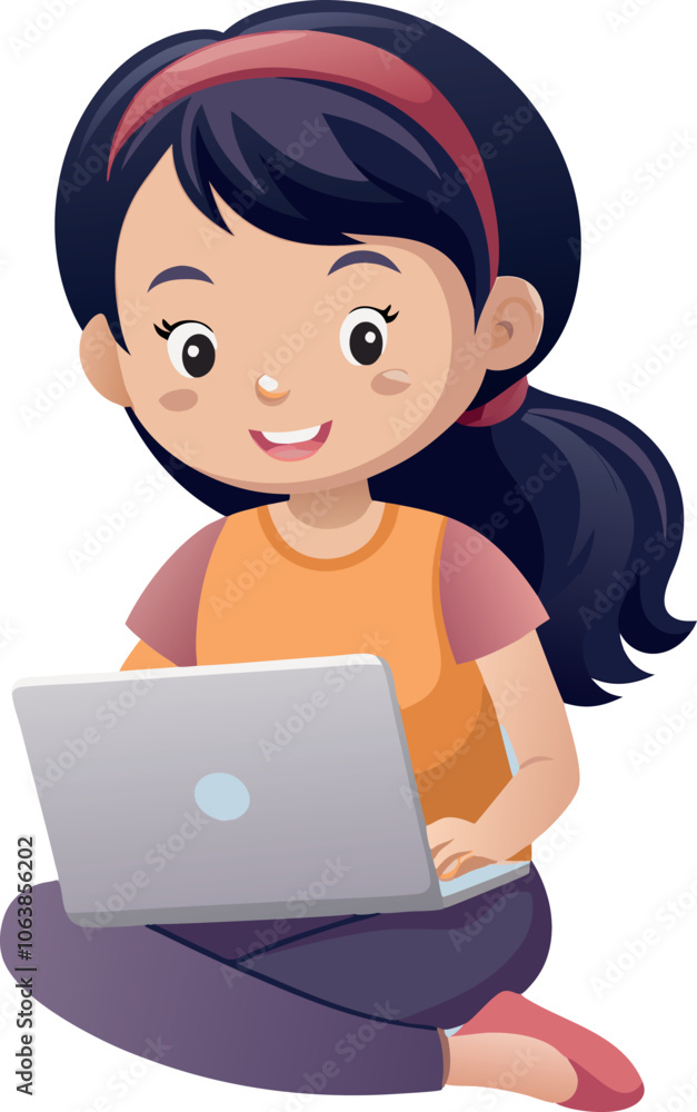 Young woman sitting cross legged using laptop with smile Young woman sitting cross legged using laptop with smile