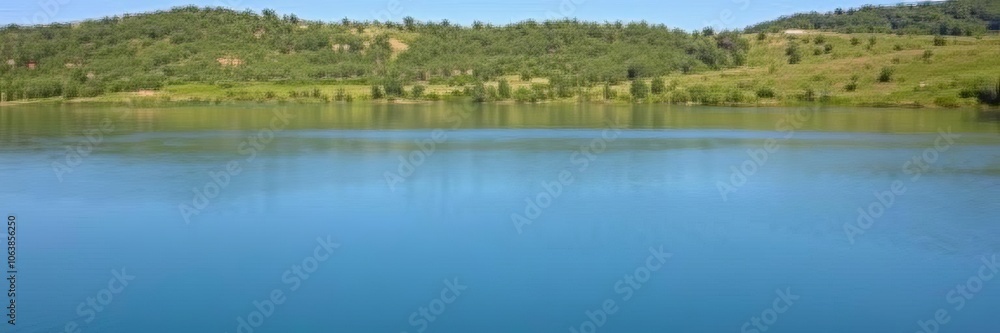 A serene lake reflecting the surrounding mountains and trees, beauty, peaceful A serene lake reflecting the surrounding mountains and trees, beauty, peaceful