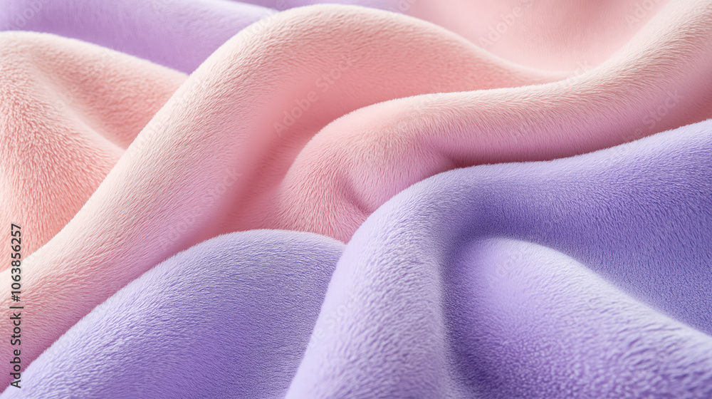A soft, fuzzy pink and purple fabric with a wave-like pattern A soft, fuzzy pink and purple fabric with a wave-like pattern
