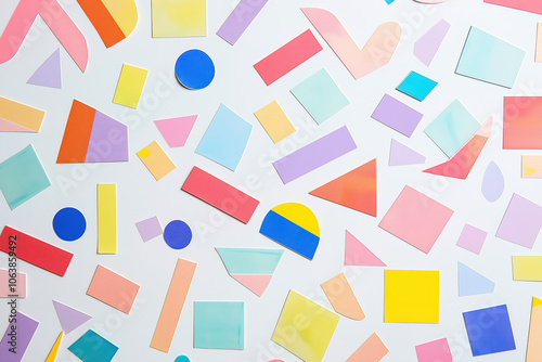 A colorful collage of shapes and squares