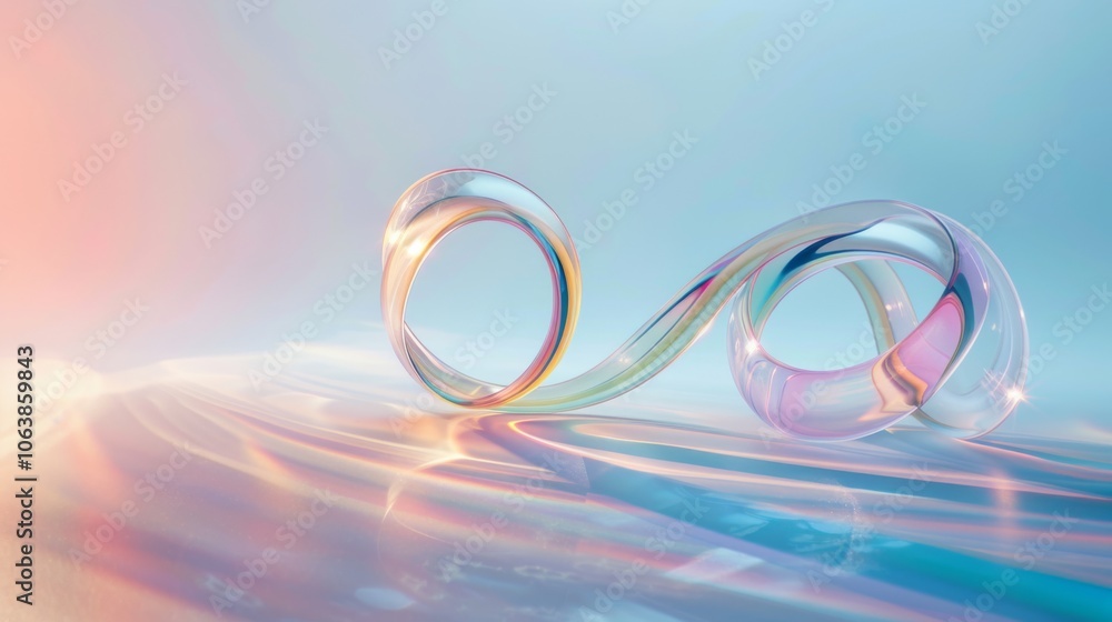 Abstract glass loops curve gracefully in soft pastels, creating a tranquil scene that blends fluidity and serenity with gentle light and shadows. Abstract glass loops curve gracefully in soft pastels, creating a tranquil scene that blends fluidity and serenity with gentle light and shadows.