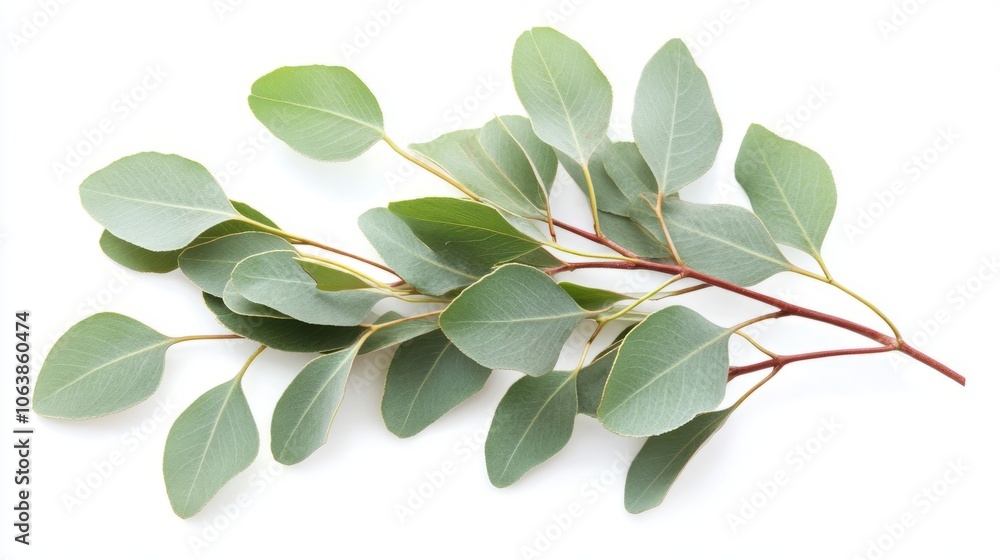 eucalyptus branch close-up on white background eucalyptus branch close-up on white background