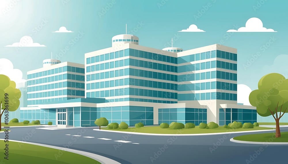 Medical or Hospital and Clinic Collection Cartoon Sky outdoor front side looking background image Medical or Hospital and Clinic Collection Cartoon Sky outdoor front side looking background image