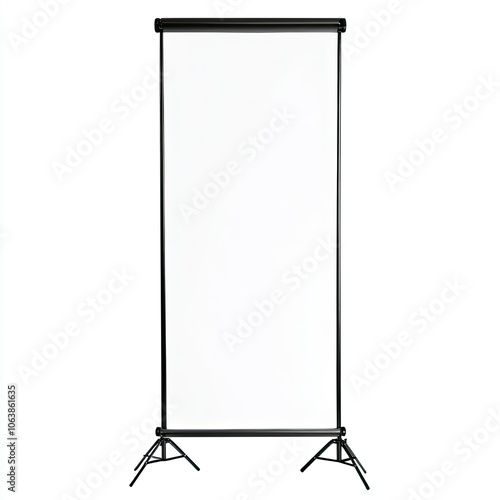 White Roll Up Banner with Black Stand