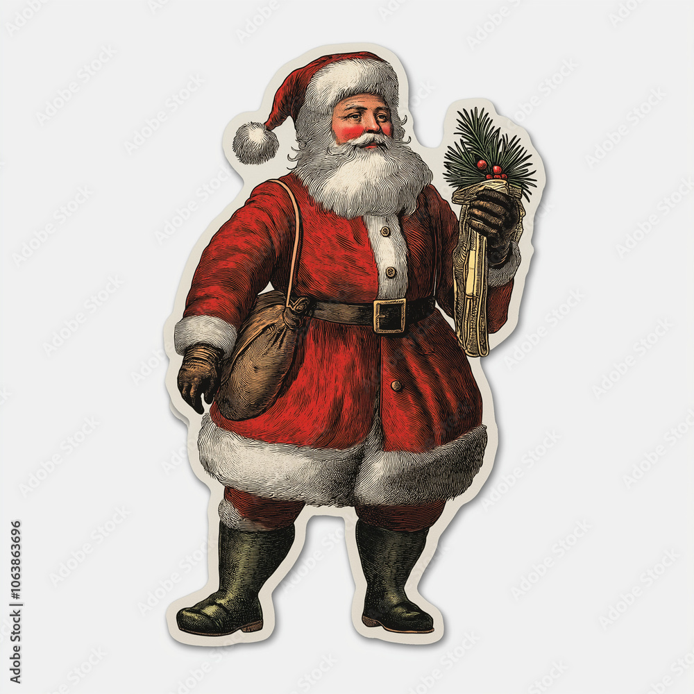 Weihnachtsmann mit Geschenken und Tannenzweigen
Weihnachtsmann mit Geschenken und Tannenzweigen