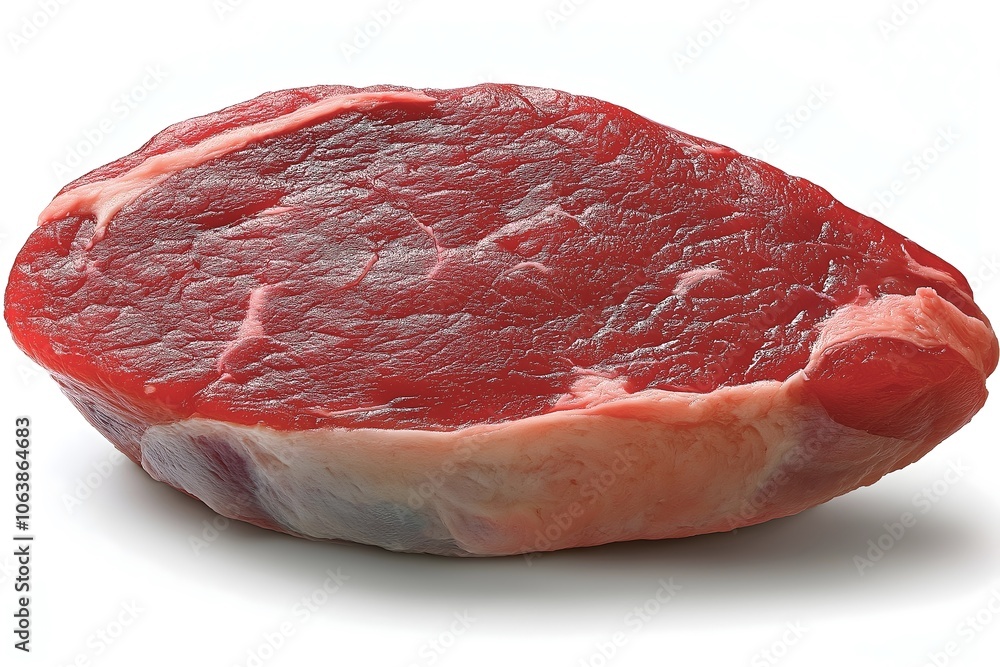 Raw beef steak isolated on a white background. Professionally butchered cut of meat. Raw beef steak isolated on a white background. Professionally butchered cut of meat.