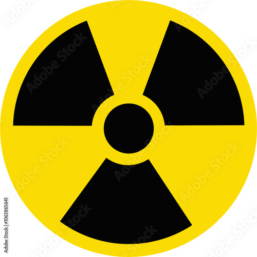 Radioactive sign icon. Yellow caution radiation warning sign radioactive icon