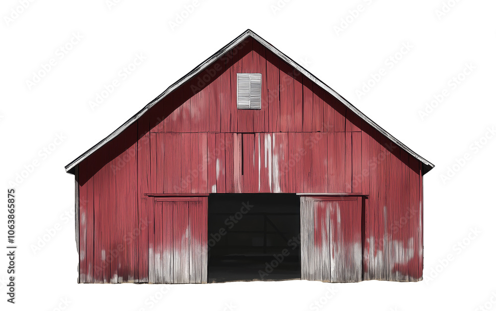 Rustic red barn stands tall in a quiet countryside, evoking memories of simpler times Rustic red barn stands tall in a quiet countryside, evoking memories of simpler times