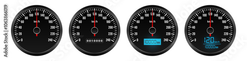 Car Dashboard. Car Panel Display. Car Speedometer Dashboard. Tachometer or Odometer Display. Vector Illustration.