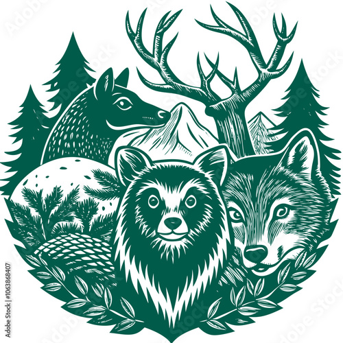 artistic representation of local wildlife Vector Design and illustration