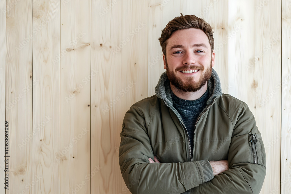 portrait of a man infront of wooden background portrait of a man infront of wooden background