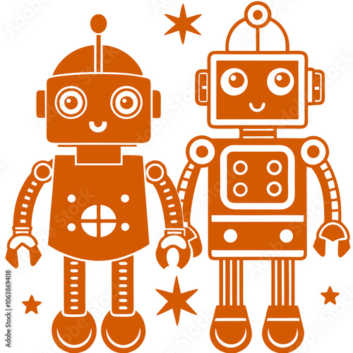 set of cartoon robots cute robots Vector Design and illustration