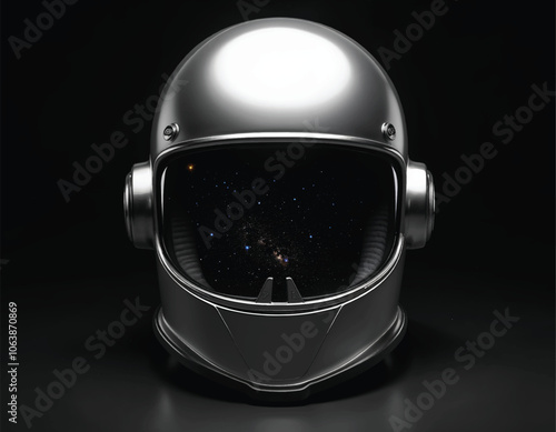 vector of a helmet with reflection of the stars on the visor isolated on dark background