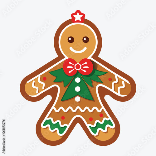 Christmas Day, Gingerbread Glow silhouette white background illustration, Generative Ai,