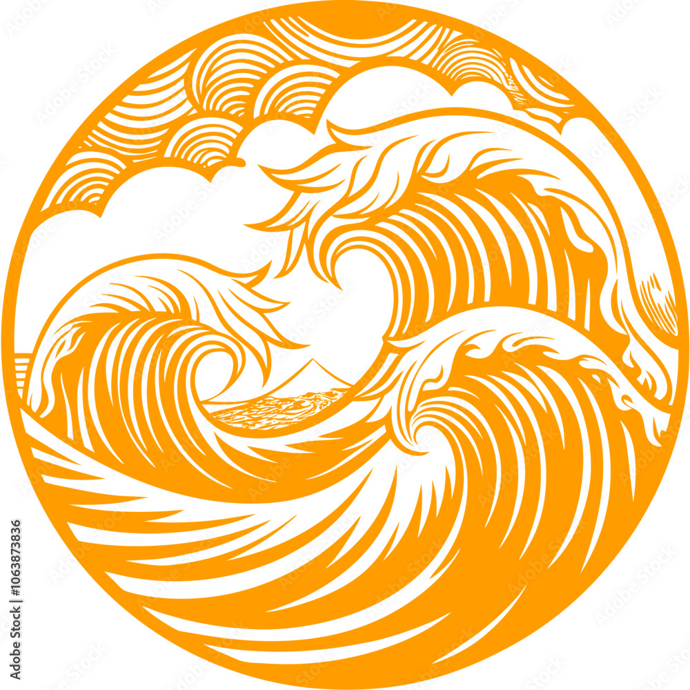 Fototapeta premium high quality editable stylized waves crashing capturing the essence background with waves abstract swirl design element Vector Design and illustration