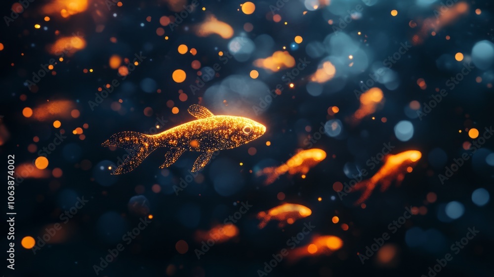 glowing fish swiming in the ocean glowing fish swiming in the ocean