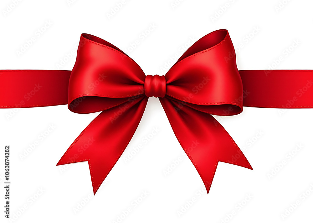 A detailed digital drawing of a red satin ribbon with a matching bow is created using vector graphics for various uses A detailed digital drawing of a red satin ribbon with a matching bow is created using vector graphics for various uses