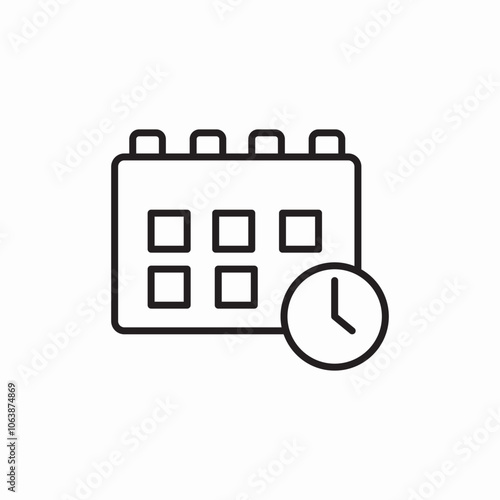 calendar time clock date icon sign vector