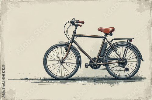 Pencil Sketch of a Bicycle - Advertisement, Card, Minimalism, Retro