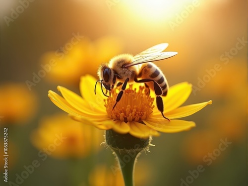 beautiful bee on beautiful flower photo