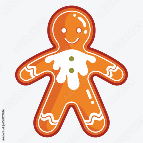 Christmas Day, Gingerbread Glow silhouette white background illustration, Generative Ai,