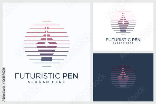 Futuristic Pen Design Inspiration. Futuristic Pen Vector Logo Design Template, Futuristic Pen Logo Design Vector Illustration