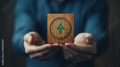 Wallpaper Mural Businessman shows wooden watch, emphasizing time distribution. Torontodigital.ca