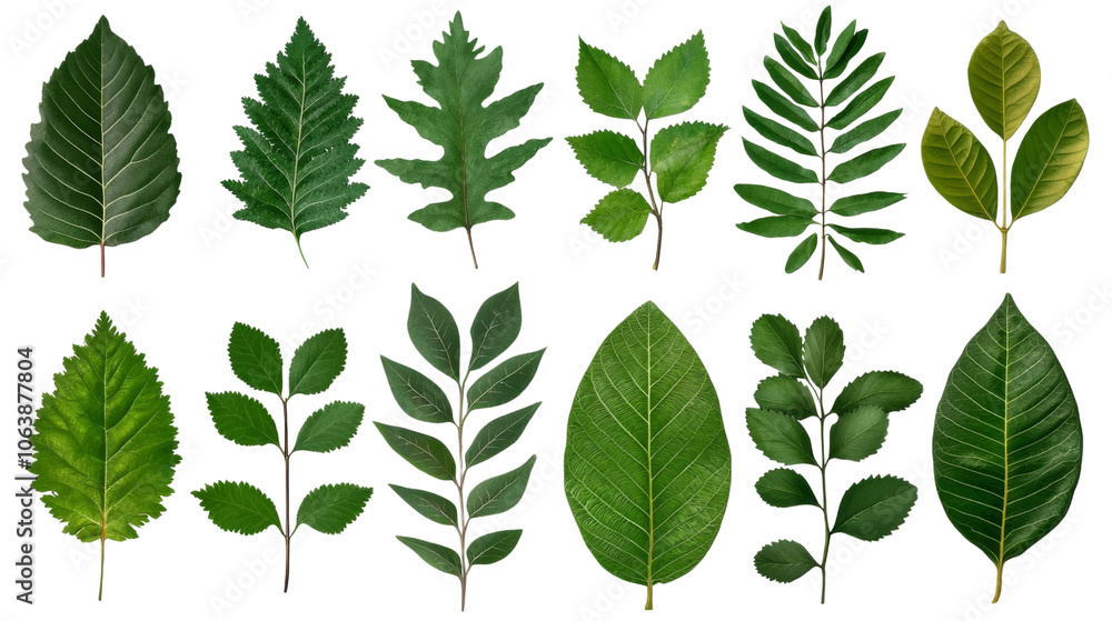 Collection of Green Leaves Isolated on Background. Collection of Green Leaves Isolated on Background.