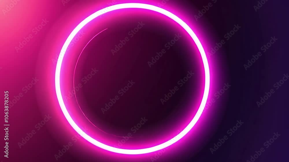 A glowing neon circle on a pink and purple gradient background. A glowing neon circle on a pink and purple gradient background.