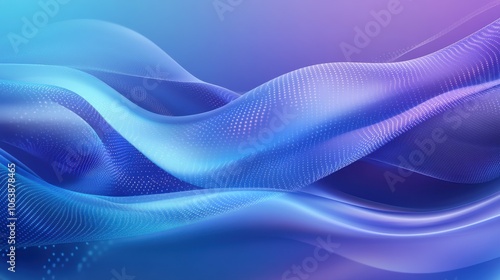 Abstract wave patterns in vibrant purple and blue tones create a futuristic and dynamic background.