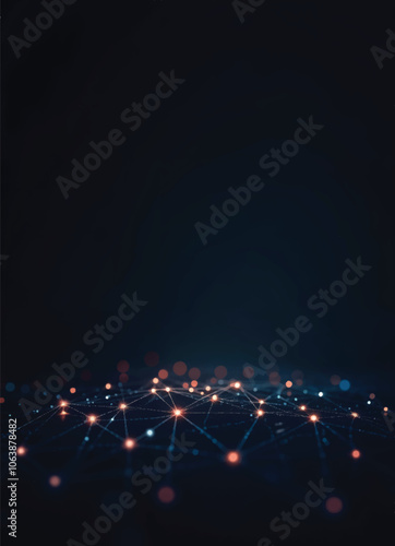 vector of connected dots and lines of a digital constellation and connections is glowing on it