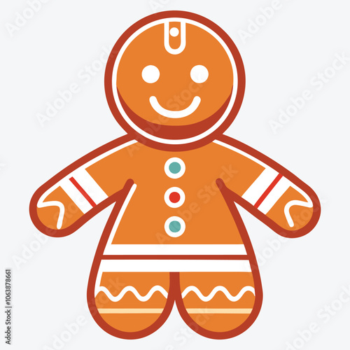 Christmas Day, Gingerbread Glow silhouette white background illustration, Generative Ai,