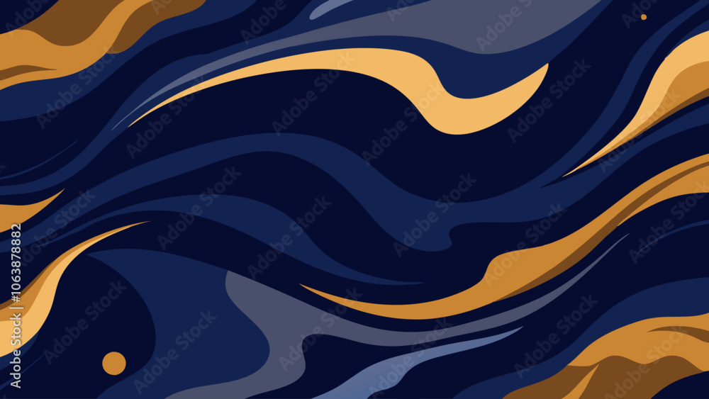 Abstract blue and gold background forming a dynamic and flowing design with smooth curves and geometric shapes, ideal for modern and elegant projects Abstract blue and gold background forming a dynamic and flowing design with smooth curves and geometric shapes, ideal for modern and elegant projects