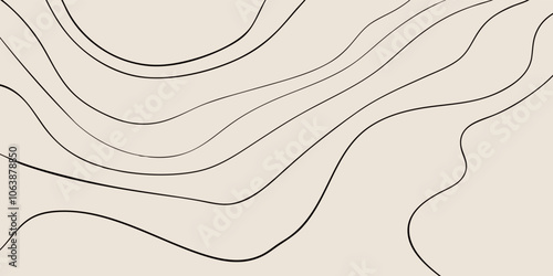 Wavy black lines are creating a mesmerizing geometric pattern on a beige background, forming an abstract design suitable for various creative projects