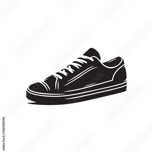 Flta Vector Silhouette Shoes or Sneakers Icon Set Isolated. Footwear Icons