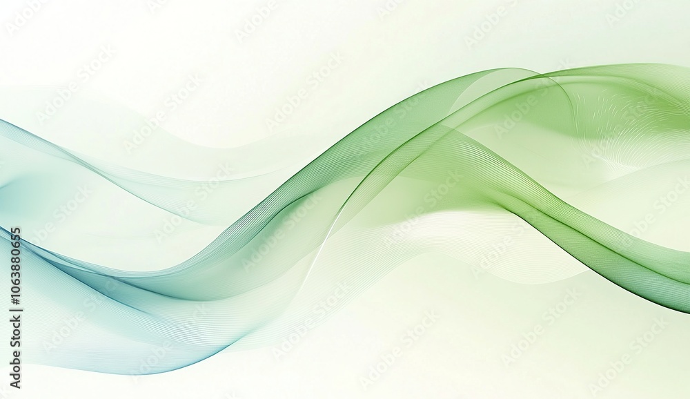 Fototapeta premium Green nature landscape with leaves and mountains illustration.