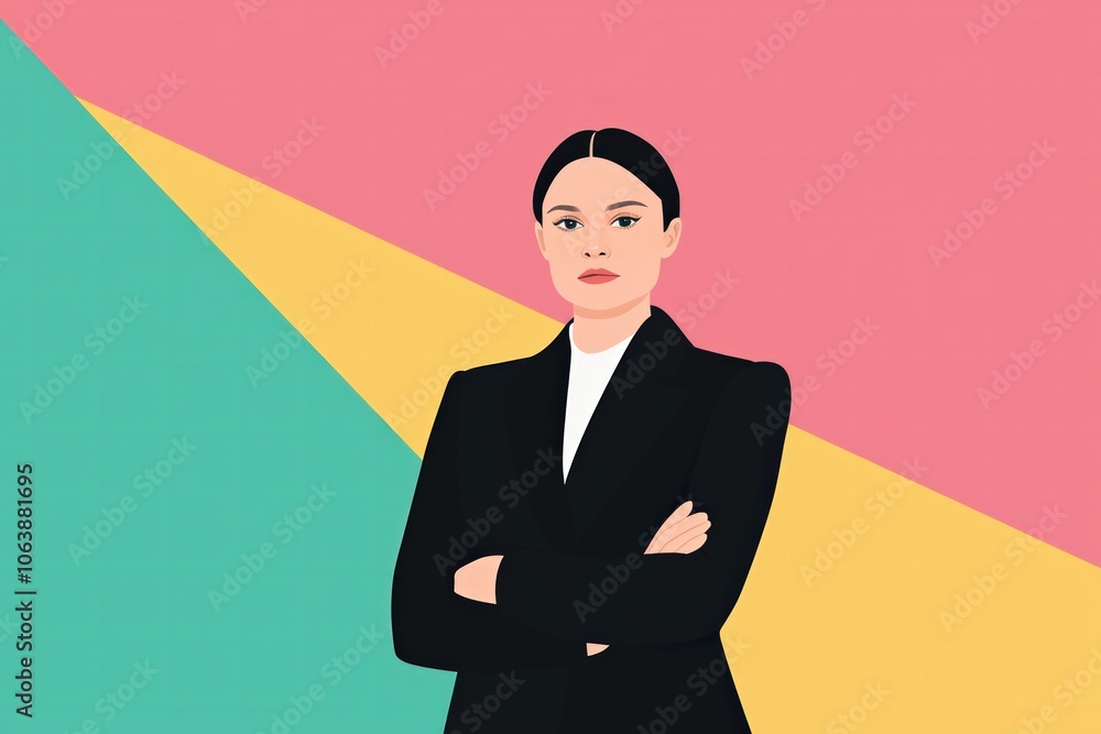 Confident Businesswoman Stands Out with Bold Colors Confident Businesswoman Stands Out with Bold Colors